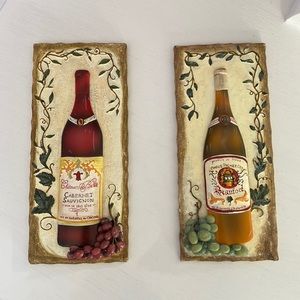 A pair of wine wall hangings